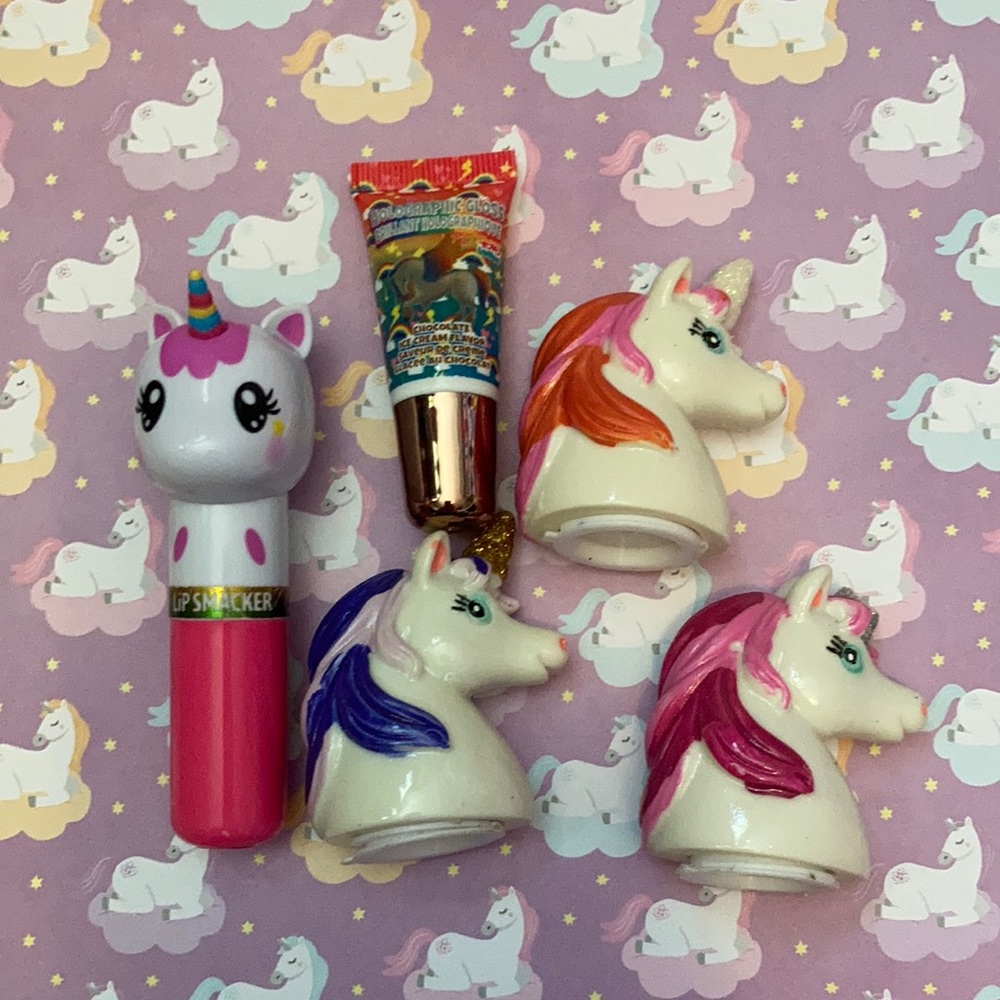 Cute unicorn lip balms and gloss lot of 5